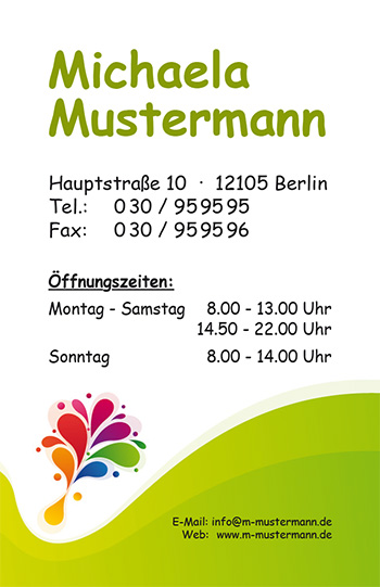 1212010284 Visitenkarte "Farbklecks" Visitenkarte "Farbklecks"