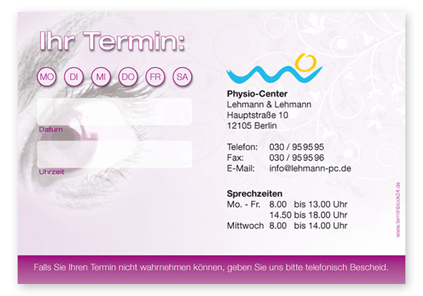 1214010122 Terminzettel "Focus" - 1 Termin mit Wochentagen Terminzettel "Focus" - 1 Termin mit Wochentagen