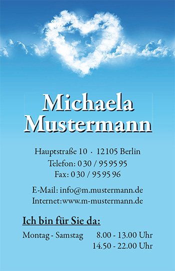 1212010231 Visitenkarte "Wolkenherz" Visitenkarte "Wolkenherz"