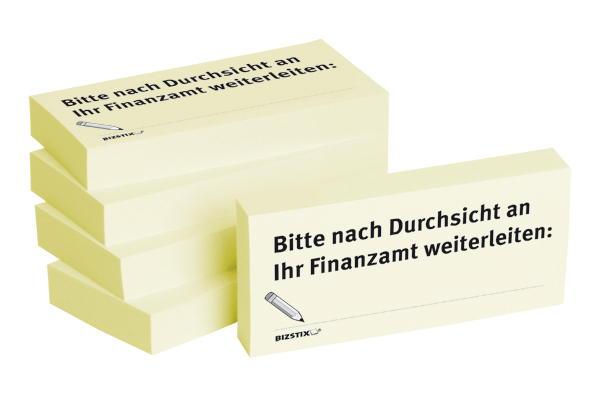 BIZSTIX® Business Haftnotizen "Bitte nach Durchsicht an Ihr Finanzamt weiterleiten" BIZSTIX® Business Haftnotizen "Bitte nach Durchsicht an Ihr Finanzamt weiterleiten"
