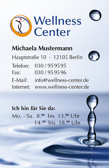 1212010127 Visitenkarte "kühler Tropfen" Visitenkarte "kühler Tropfen"