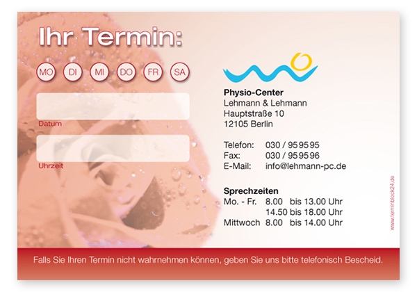 1214010114 Terminzettel "einsame Rose" - 1 Termin mit Wochentagen Terminzettel "einsame Rose" - 1 Termin mit Wochentagen