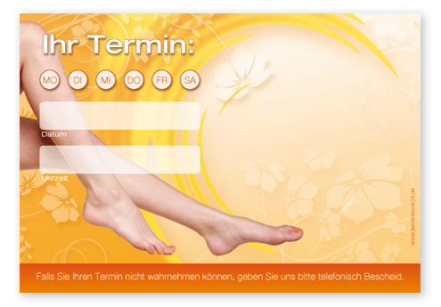Terminzettel "happy feet" - 1 Termin mit Wochentagen Terminzettel "happy feet" - 1 Termin mit Wochentagen
