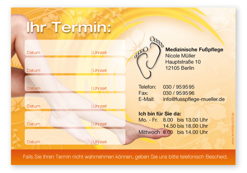 1214010634 Terminzettel "happy feet" - 6 Termine Terminzettel "happy feet" - 6 Termine