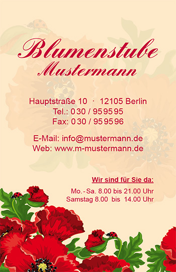 1212010304 Visitenkarte "Rosengarten" Visitenkarte "Rosengarten"