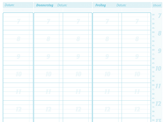 Terminplaner 2 Spalten - 15 Minuten-Takt Terminplaner 2 Spalten - 15 Minuten-Takt