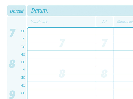 Terminplaner mit Tagesansicht und 3 Spalten