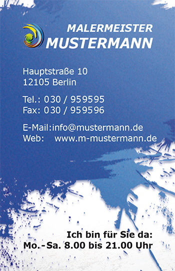 1212010290 Visitenkarte "modern splash" Visitenkarte "modern splash"