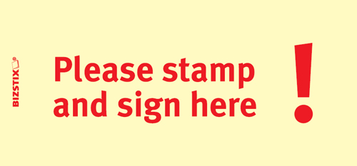 1301010129 BIZSTIX® Business Haftnotizen "Please stamp and sign here!" BIZSTIX® Business Haftnotizen "Please stamp and sign here!"