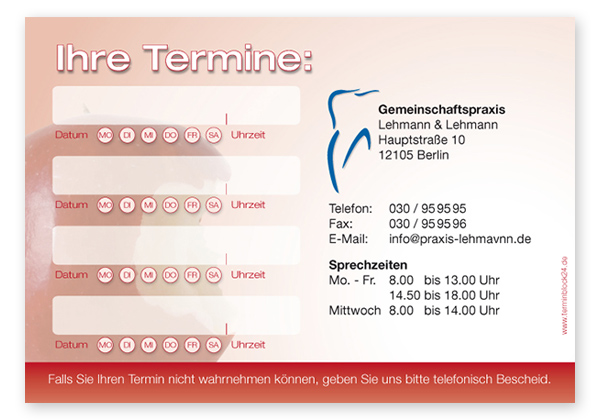 1214010425 Terminzettel "bissfest" - 4 Termine mit Wochentagen Terminzettel "bissfest" - 4 Termine mit Wochentagen