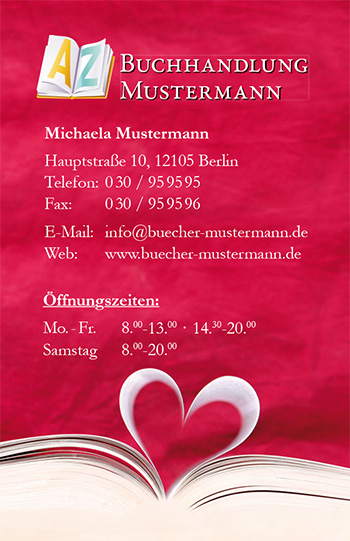 1212010169 Visitenkarte "Lesefreuden" Visitenkarte "Lesefreuden"