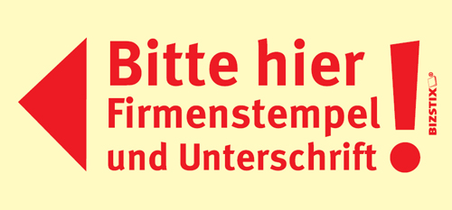 BIZSTIX® Business Haftnotizen "Bitte hier Firmenstempel und Unterschrift!" BIZSTIX® Business Haftnotizen "Bitte hier Firmenstempel und Unterschrift!"