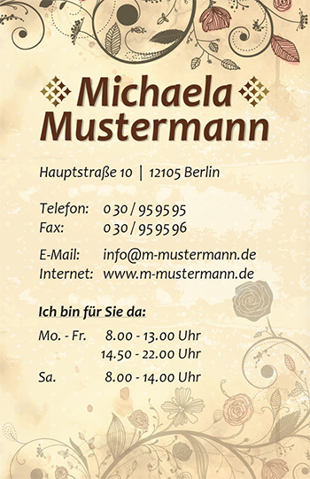 1212010337 Visitenkarte "Zauberranken" Visitenkarte "Zauberranken"