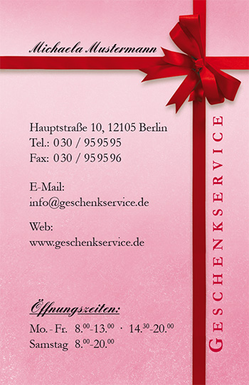 1212010182 Visitenkarte "pink surprise" Visitenkarte "pink surprise"