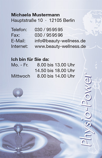 1212010126 Visitenkarte "Körperfrische" Visitenkarte "Körperfrische"