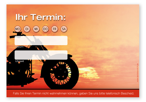 Terminzettel "Highway" - 1 Termin mit Wochentagen Terminzettel "Highway" - 1 Termin mit Wochentagen