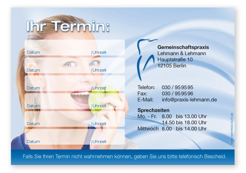 1214010644 Terminzettel "gesundes Lächeln" - 6 Termine Terminzettel "gesundes Lächeln" - 6 Termine