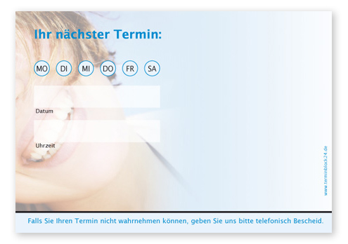 Terminzettel "healthy Smiles" - 1 Termin mit Wochentagen