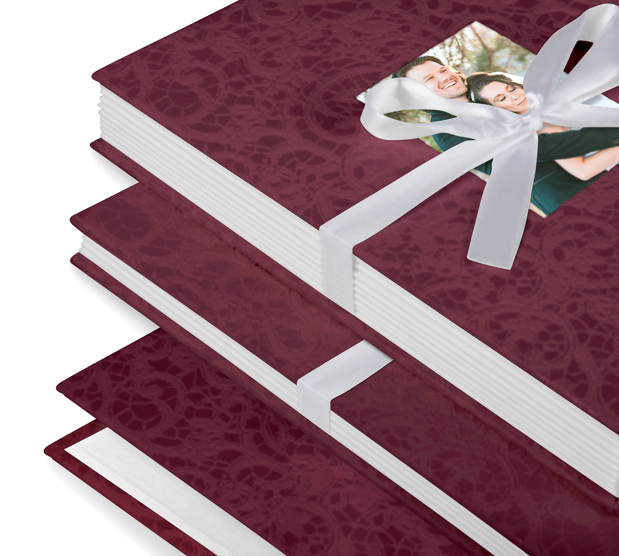 Leporello-Mappe 16 x 21,5 cm, Leinen Weiß, für Bildformate 13 x 18 cm, mit Fensterstanzung