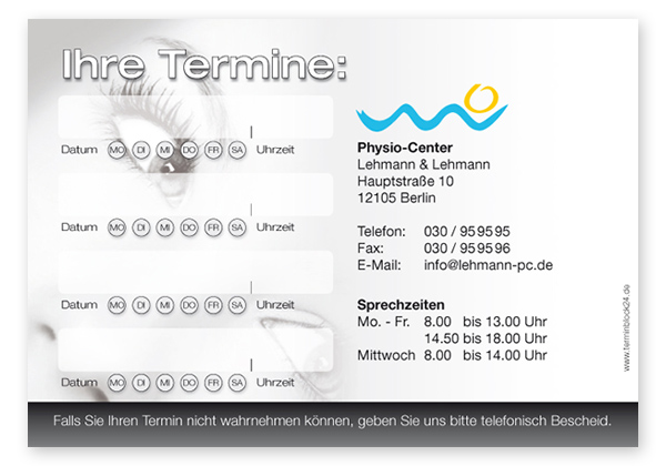 1214010421 Terminzettel "Augenblick" - 4 Termine mit Wochentagen Terminzettel "Augenblick" - 4 Termine mit Wochentagen