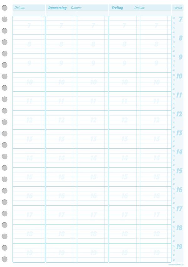 Terminplaner 2 Spalten - 15 Minuten-Takt