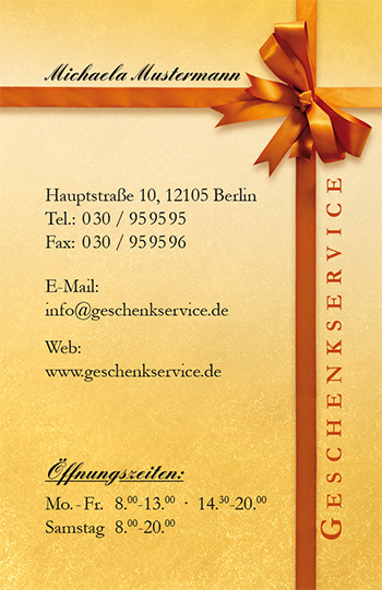 1212010180 Visitenkarte "golden surprise" Visitenkarte "golden surprise"