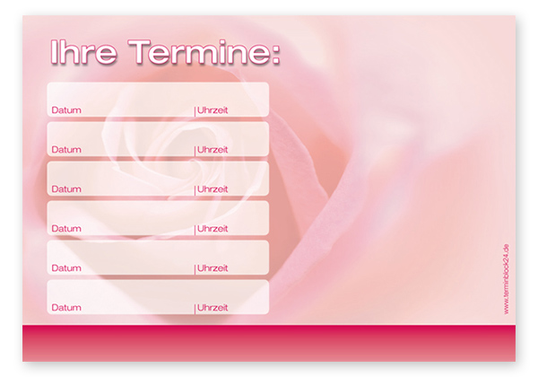 Terminzettel "zarte Rose" - 6 Termine