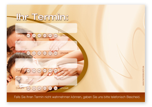Terminzettel "Spa" - 4 Termine mit Wochentagen Terminzettel "Spa" - 4 Termine mit Wochentagen