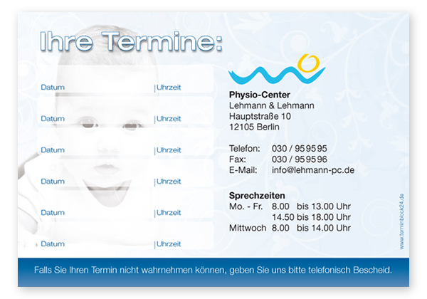 Terminzettel "Baby Smiley" - 6 Termine