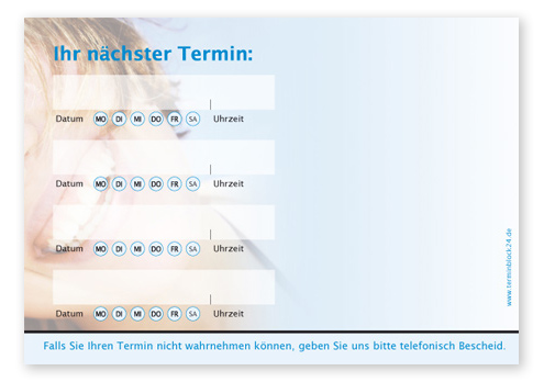 Terminzettel "healthy Smiles" - 4 Termine mit Wochentagen