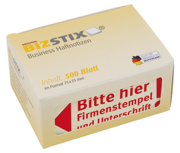 BIZSTIX® Business Haftnotizen "Bitte hier Firmenstempel und Unterschrift!"