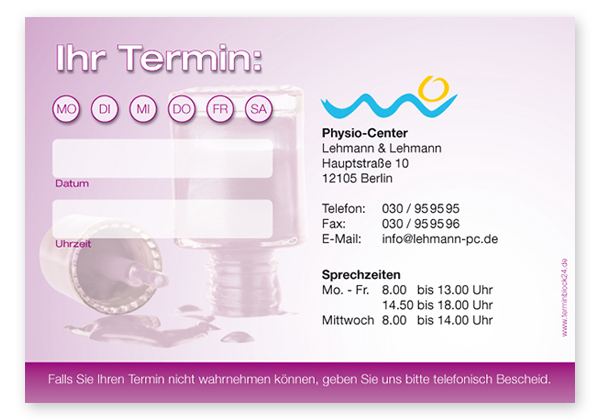 1214010110 Terminzettel "bright color" - 1 Termin mit Wochentagen Terminzettel "bright color" - 1 Termin mit Wochentagen