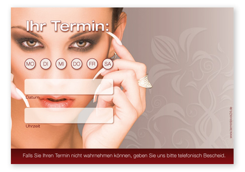 Terminzettel "Elegance" - 1 Termin mit Wochentagen Terminzettel "Elegance" - 1 Termin mit Wochentagen