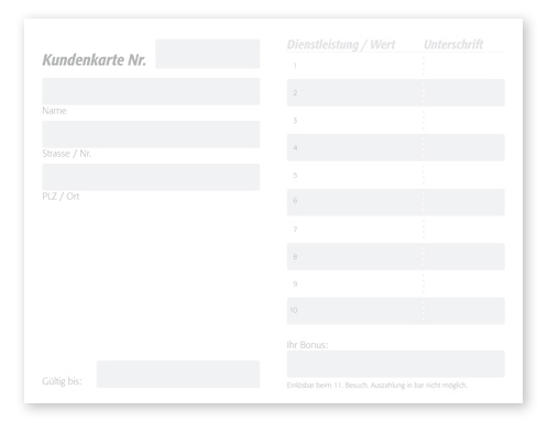 Kundenkarte "Philosophie" Kundenkarte "Philosophie"