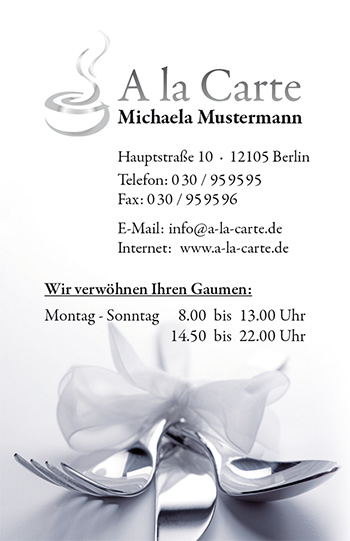 1212010154 Visitenkarte "Dinner" Visitenkarte "Dinner"