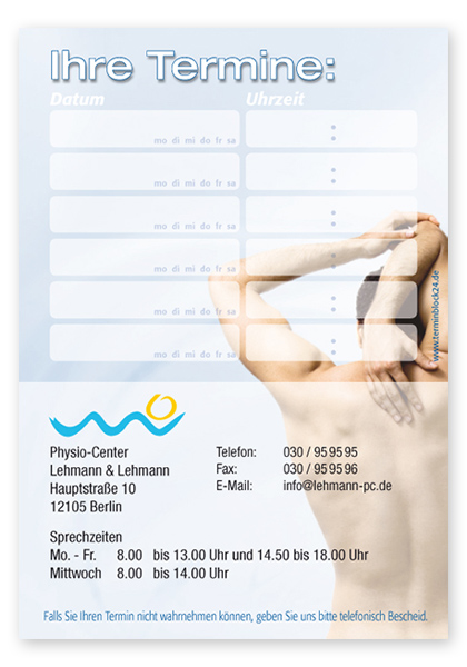 1214010639 Terminzettel "Vitalität" - 6 Termine mit Wochentagen Terminzettel "Vitalität" - 6 Termine mit Wochentagen
