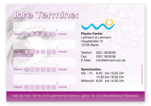 1214010422 Terminzettel "Focus" - 4 Termine mit Wochentagen Terminzettel "Focus" - 4 Termine mit Wochentagen