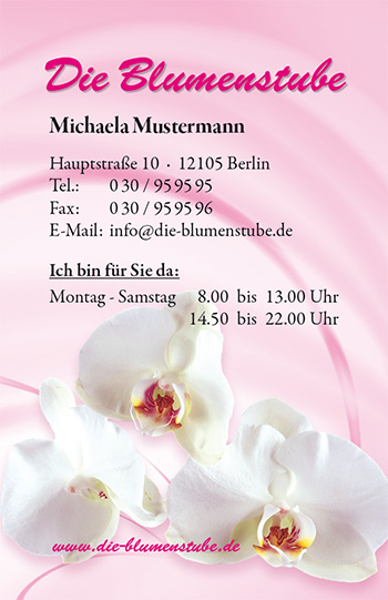 1212010223 Visitenkarte "pink Flower" Visitenkarte "pink Flower"