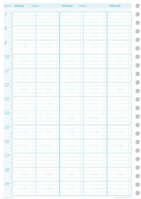 Terminplaner 2 Spalten - 15 Minuten-Takt Terminplaner 2 Spalten - 15 Minuten-Takt
