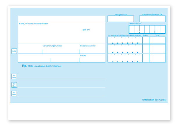 Rezeptzettel Standard unbedruckt