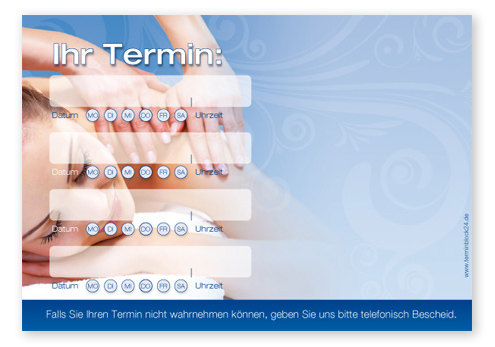 Terminzettel "relax" - 4 Termine mit Wochentagen Terminzettel "relax" - 4 Termine mit Wochentagen
