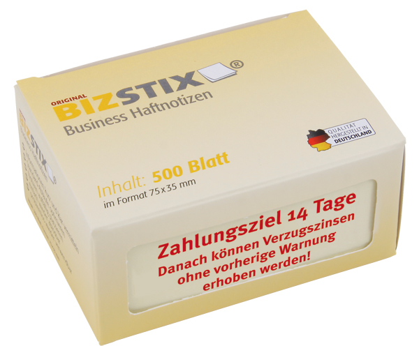 BIZSTIX® Business Haftnotizen "Zahlungsziel 14 Tage" BIZSTIX® Business Haftnotizen "Zahlungsziel 14 Tage"