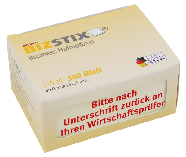 BIZSTIX® Business Haftnotizen "Bitte nach Unterschrift zurück an Ihren Wirtschaftsprüfer" BIZSTIX® Business Haftnotizen "Bitte nach Unterschrift zurück an Ihren Wirtschaftsprüfer"
