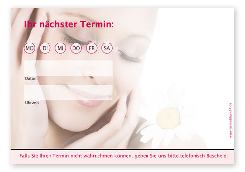 Terminzettel "natural Beauty" - 1 Termin mit Wochentagen Terminzettel "natural Beauty" - 1 Termin mit Wochentagen
