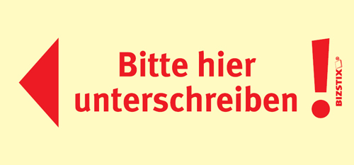 1301010143 BIZSTIX® Business Haftnotizen "Bitte hier unterschreiben!" (Pfeil nach links)" BIZSTIX® Business Haftnotizen "Bitte hier unterschreiben!" (Pfeil nach links)"