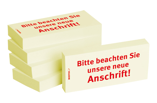 BIZSTIX® Business Haftnotizen "Beachten Sie unsere neue Anschrift!"