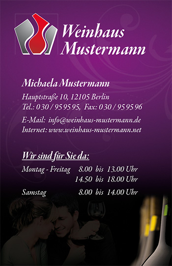 1212010216 Visitenkarte "Zweisamkeit" Visitenkarte "Zweisamkeit"