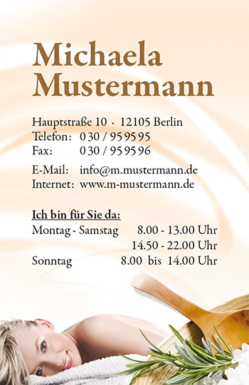 1212010244 Visitenkarte "Wellness Dreams" Visitenkarte "Wellness Dreams"