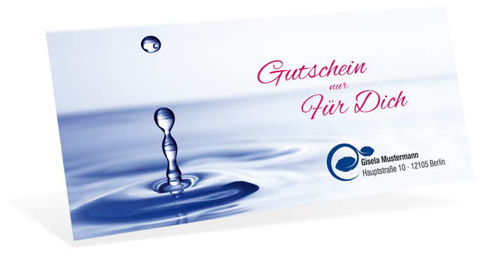1208010127 Gutscheinkarte Classic "kühler Tropfen" individuell Gutscheinkarte Classic "kühler Tropfen" individuell