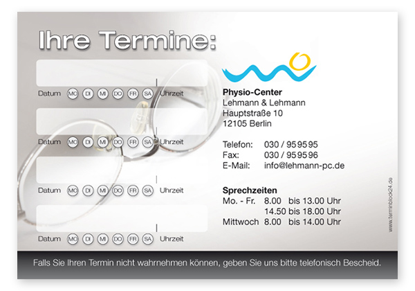 1214010420 Terminzettel "Durchblick behalten" - 4 Termine mit Wochentagen Terminzettel "Durchblick behalten" - 4 Termine mit Wochentagen